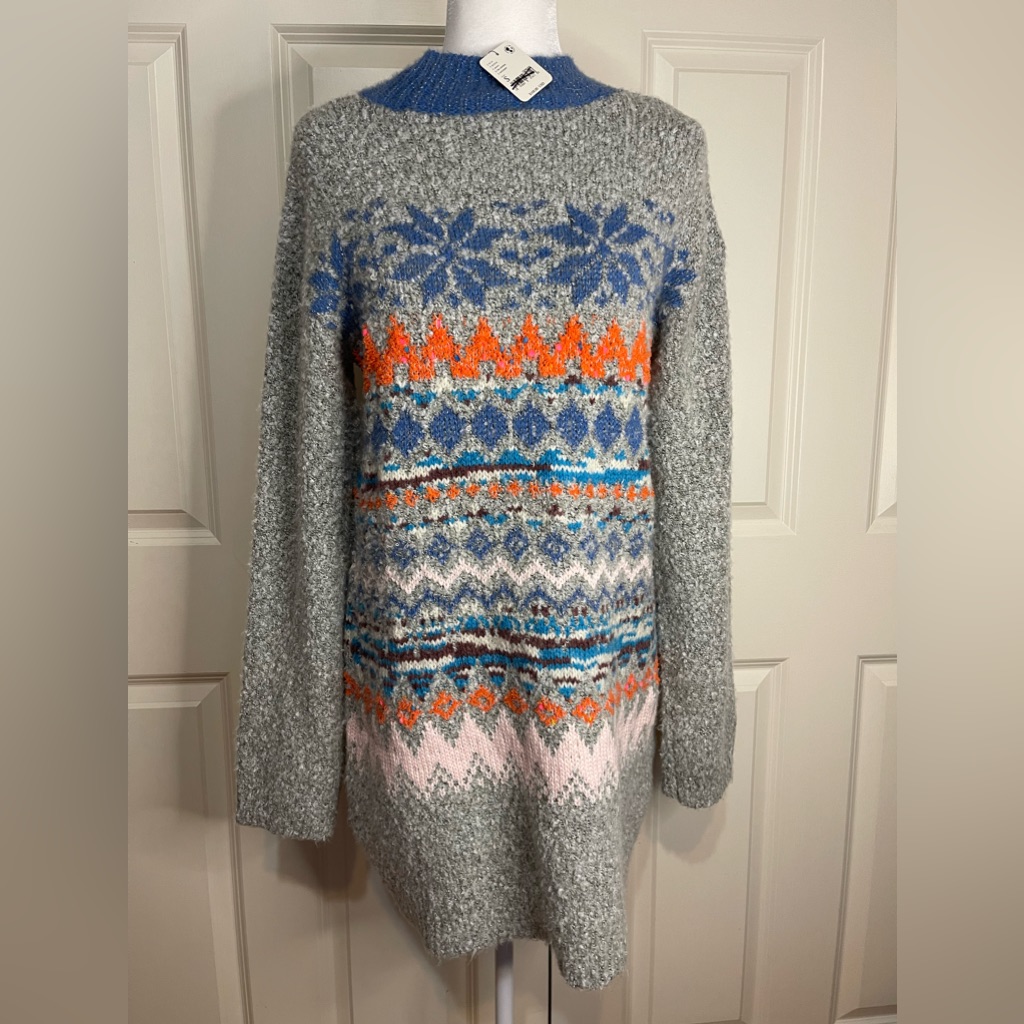 Nwt Free People Sweater Dress Snowflakes Oversized Small
